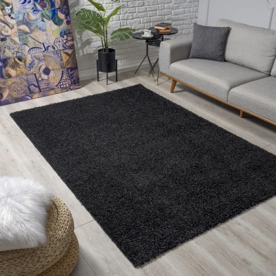Afbeelding van Shaggy Vloerkleed Zwart Hoogpolig 300x400 cm
