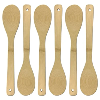 Image de Joeji&#039;s Kitchen Ustensiles De Cuisine Bois Bambou Ensemble En 6 Qualité : Cuillère Bois, Spatule Cuillere &amp; à éGoutter