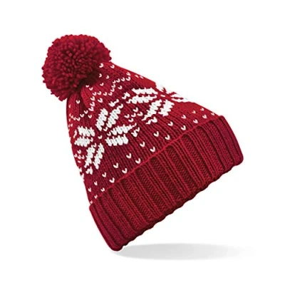 Afbeelding van Beechfield Muts Snowstar jacquard B456 Classic Red / White