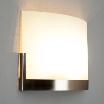 Afbeelding van Lindby wandlamp 2lichts glas, metaal H: 21.5 cm E27 wit gesatineerd, nikkel gesatineerd