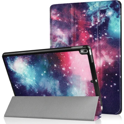 Afbeelding van imoshion Tablet Hoes Geschikt voor iPad Pro 10.5 (2017) / Air (2019) Design Trifold Bookcase Meerkleurig Paars /Space
