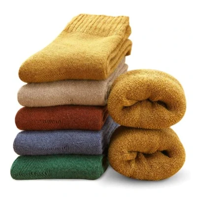 Afbeelding van MOSOTECH Thermische sokken voor dames, 5 paar warme wintersokken, dik, zacht, heldere kleur, kerstcadeau maat 35 42
