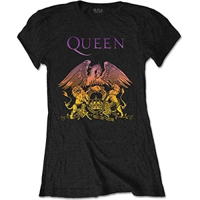 Afbeelding van Queen Gradient Crest Dames T shirt S Zwart