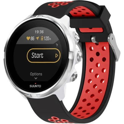 Afbeelding van iMoshion Siliconen sport 24 mm bandje Geschikt voor Suunto 7 / 9 (Baro) Sony Smartwatch 2 Zwart/Rood