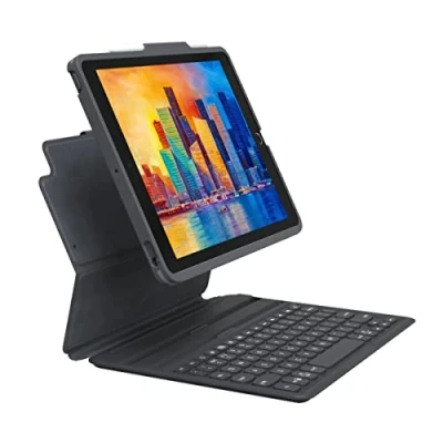 Afbeelding van ZAGG Pro Keys Toetsenbord en foliobehuizing achtergrondverlichting Bluetooth Scandinavisch zwart/grijs toetsenbord, behuizing voor Apple 10.2 inch iPad (7de generatie, 8de 9de generatie)
