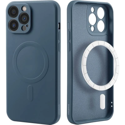 Afbeelding van iMoshion Hoesje Geschikt voor iPhone 13 Pro Max Siliconen Color Backcover MagSafe Donkerblauw