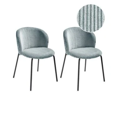 Afbeelding van MILES Eetkamerstoel set van 2 Blauw Corduroy