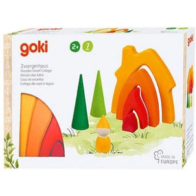 Afbeelding van Goki Houten Dwergenhuisje Bouwblokken, 7dlg.