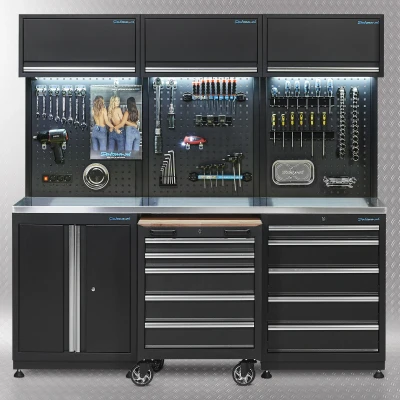 Afbeelding van Werkplaatsinrichting PREMIUM met RVS werkblad 204 cm breed