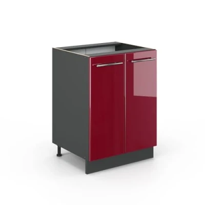 Afbeelding van Vicco Keukenonderkast Fame Line, Bordeauxrode hoogglans/Grijs, 60 cm zonder werkblad