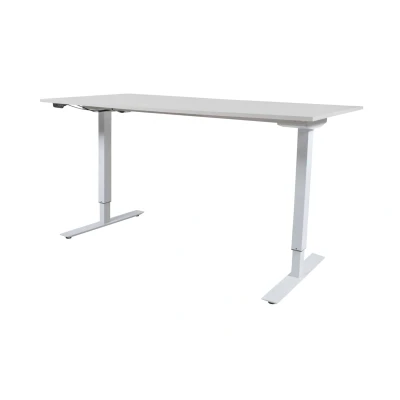 Afbeelding van Lectro Basic bureau, zit sta (69 116cm) hoogte verstelbaar dmv elektromotor met 180x80cm krijtwit 25mm blad en aluminium (RAL9006) frame
