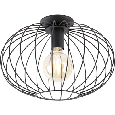 Afbeelding van QAZQA margarita Design Dimbare LED Smart Hanglamp incl. wifi met Dimmer 1 lichts Ø 36 cm Zwart Woonkamer Slaapkamer Keuken