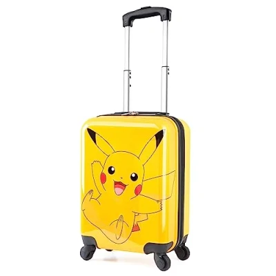 Afbeelding van Pokemon Kinderkoffer, kleine trolley voor kinderen, jongens en meisjes, Pikachu, Carry On Bagage, stevige koffer met 4 wielen, cabinekoffer 49 x 33 22 cm, Geel., Modern