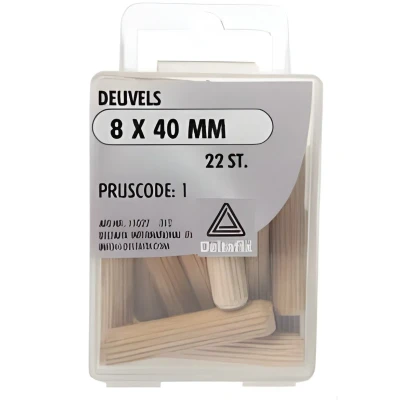 Afbeelding van Deltafix. Deuvels 8 x 40mm. Hout verbinder. 22 Stuks Prop.
