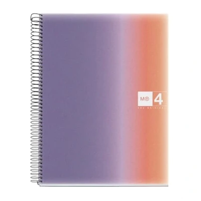 Afbeelding van Miquelrius Notitieboek A4, geruit 5 mm, 120 vellen van 70 g/m², 4 gekleurde strepen, microgeperforeerde spiraalbinding, polypropyleen omslag, gaten, A4 Aurora Provence Notebook