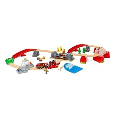 Afbeelding van BRIO World 36004 Smart Tech Sound Brandweerset 41 delige treinset op batterijen voor kinderen vanaf 3 jaar