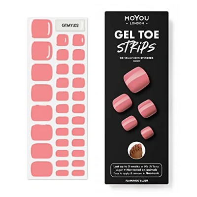 Afbeelding van MOYOU LONDON Set van 32 semi geharde UV gelstrips uithardbaar Voor manicure in salonkwaliteit Flamingo Blush