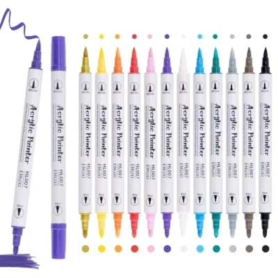 Afbeelding van Carehabi 12 stuks acrylstiften voor glas, hout, canvas, keramiek, Kerstmis, Pasen, knutselen (12)