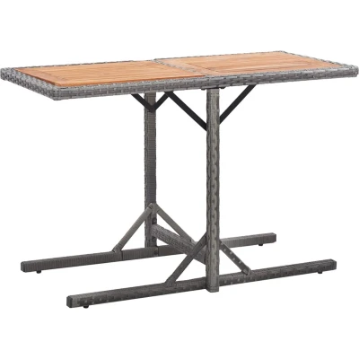 Afbeelding van Tuintafel poly rattan en massief acaciahout antraciet