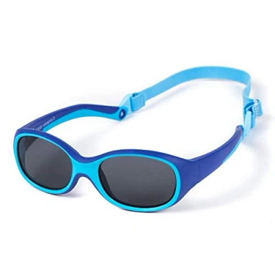 Afbeelding van KIDDUS Zonnebril voor meisjes, jongens, tussen 2 en 6 jaar. Super flexibel. Verstelbare elastische band. 100% UV400 zonwering. Veilig, comfortabel zeer duurzaam, Blauw