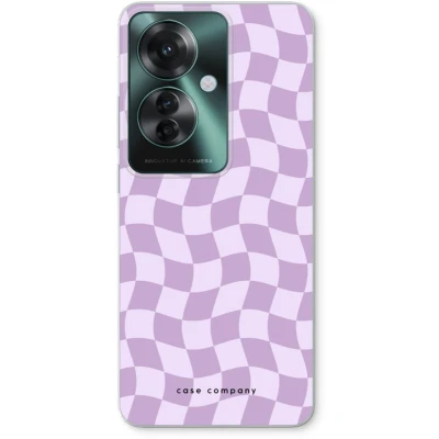 Afbeelding van Case Company® hoesje geschikt voor Oppo Reno 11 F Grid Paars Soft Cover Telefoonhoesje Bescherming aan alle Kanten en Schermrand