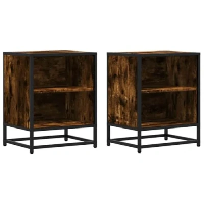 Afbeelding van vidaXL Nachtkastjes 2 st 40x31x50 cm bewerkt hout&amp;metaal gerookt eiken