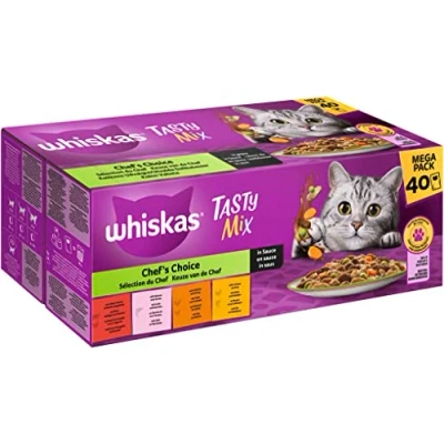 Afbeelding van Whiskas Katten Natvoer Chef&#039;s Choice in Sauce, Tasty Mix Multipack (40x85 g), 3,4 kg