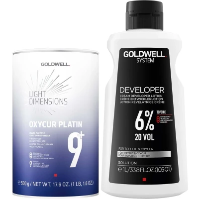 Afbeelding van Goldwell Oxycur Platin Dust Free 500gr + Developer 6% 1000ml bundel/set/pakket