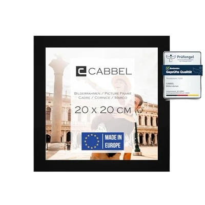 Afbeelding van CABBEL Fotolijst, stabiele mdf houten lijst, onbreekbaar plexiglas, om op te hangen en neer zetten, ideaal voor foto&#039;s/afbeeldingen/collages, zwart, 20 x cm
