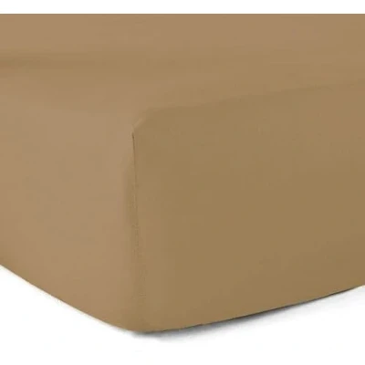 Image de Drap Housse 100% Coton 57 Fils Ocre 140 x 190 cm Bonnet 30