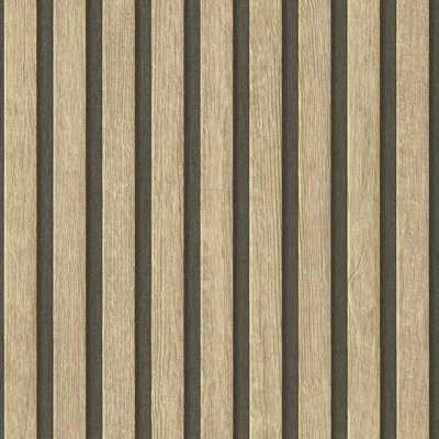 Afbeelding van LATTENWAND BEHANG industrieel Beige Bruin Zwart A.S. Création Elements 2