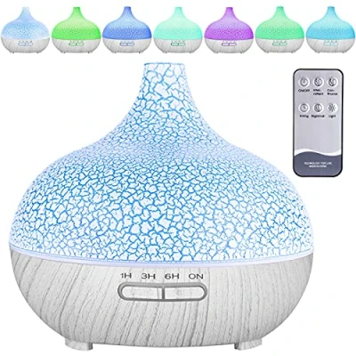Afbeelding van MAISITOO Diffuser voor etherische oliën, 550 ml, ultrasone luchtbevochtiger, aromatherapie, elektrisch, met afstandsbediening, 7 kleuren, ledverlichting, timer, automatische uitschakeling, stil