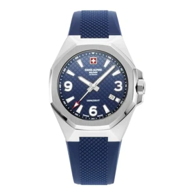 Afbeelding van Swiss Alpine Military 7005.1 Analoog kwartshorloge voor heren, siliconen, Staal/blauw/blauw 1835sam, armband