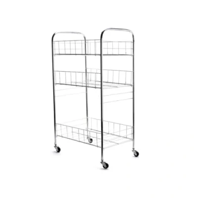 Afbeelding van MSV Keuken/badkamer trolley chroom metaal zilver met wielen 37 x 26 68 cm