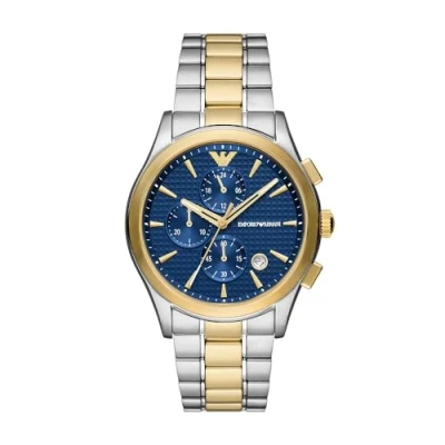 Afbeelding van Emporio Armani Traditional Paolo Chronograaf, Heren, Maat: One Size, 2t silver gold