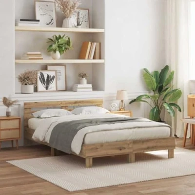 Afbeelding van vidaXL Eiken Bedframe Ambachtelijk Bewerkt Hout 140 x 200 cm