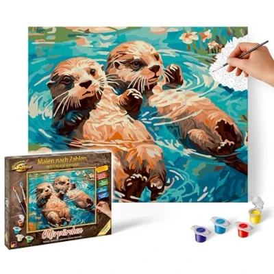 Afbeelding van Een paar otters Schipper schilderen op nummer 24 x 30 cm