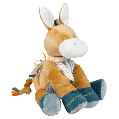 Afbeelding van Nattou ezel Leo Activiteiten Knuffel 38 cm Donker warm beige