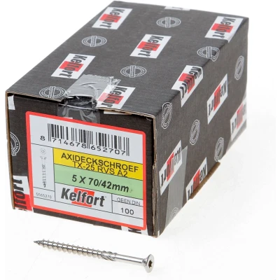 Afbeelding van Kelfort Vlonderschroef platverzonken kop RVS A2 T25 5.0 x 70/42mm