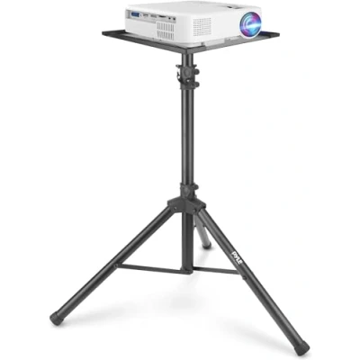 Afbeelding van Pyle In hoogte verstelbare projectorhouder: laptopstatief, draagbare PA luidsprekerhouder, sterkere standaard, robuuste metalen houder, ideale tafel voor DJ uitrusting,