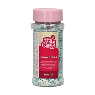 Image de FunCakes Mini flocons de Neige Mix: Sprinkles gâteaux, bon goût, parfait pour la décoration paillettes neige. 50 grammes.