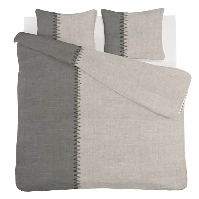 Afbeelding van iSeng ZigZag Linen Dekbedovertrek lits jumeaux 240x200/220 cm Grijs