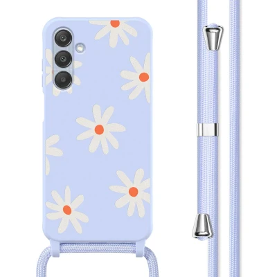 Afbeelding van imoshion hoesje Geschikt voor Samsung Galaxy A25 met koord Siliconen design Meerkleurig / Lila Flower Distance