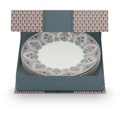 Afbeelding van Pip Studio Flower Festival Ontbijtbord 21 Cm Set Van 4 Lichtblauw
