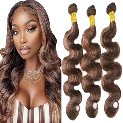 Afbeelding van Tuheerst Braziliaanse Haarverlenging Menselijk Haar 3 Bundels Body Wave P430 Bruin Natuurlijke Onbehandeld Virgin 30
