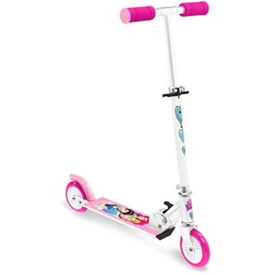 Afbeelding van Disney 2 wiel Kinderstep Opvouwbaar Voetrem Wit/Roze