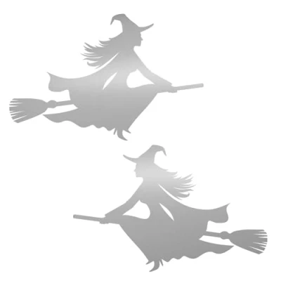 Afbeelding van easydruck24de kfz_522 zilveren heksenbezem sticker set voor auto, scooter, voertuig, laptop, heksenbezem, iPad,