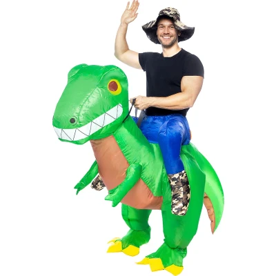 Afbeelding van FUNIDELIA Opblaasbare Dinosaurus Explorer Piggyback Kostuum voor volwassenen Ons Size