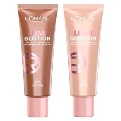 Afbeelding van L&#039;Oréal Paris Lumi Glotion Illuminant Liquid en Sculpture Beauty Routine hydrateert gezicht lichaam toon 902 Light Glow + 904 Deep 2 flessen van 40 ml
