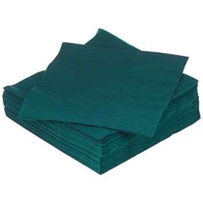 Afbeelding van MORIGAMI SER4230240 Servetten 40 x cm, 2 laags, 1/4 vouw, 50 servetten, laags glad met bies, groen
